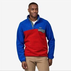 Patagonia Blue and Red Fleece Pullover